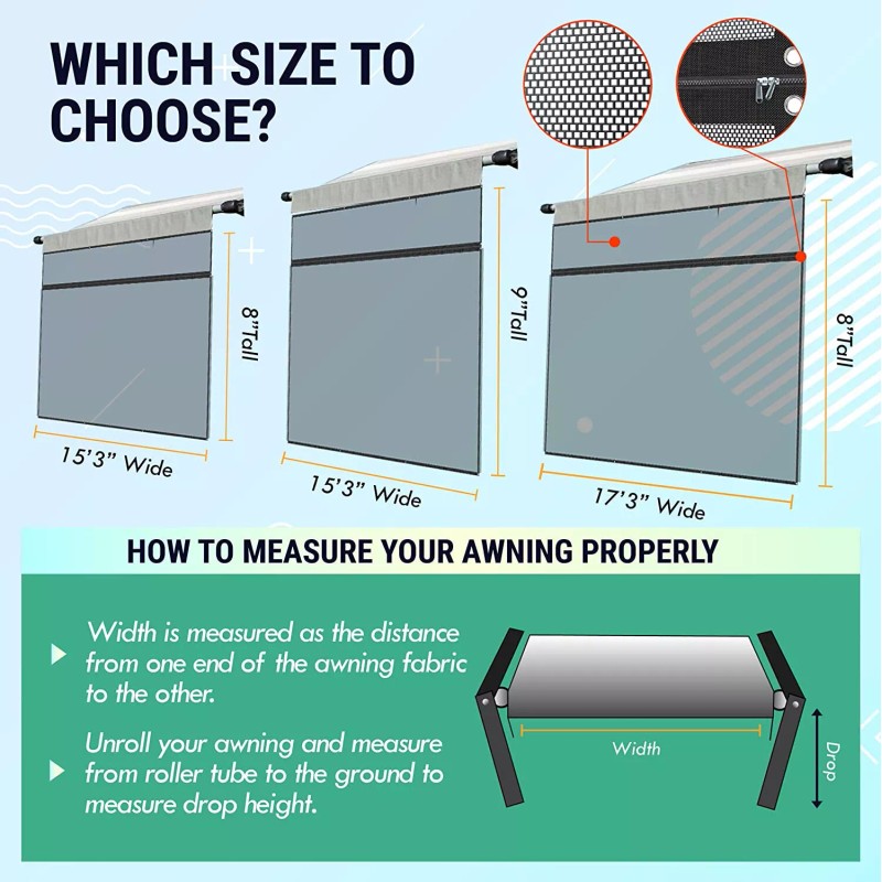 Latch It New Latch it RV Awning Sunshade Front Screen
