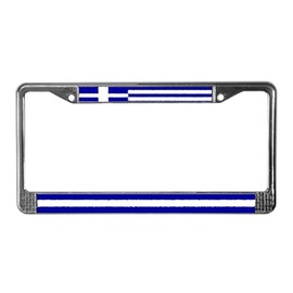 CafePress Greek Flag License Plate Frame Chrome License Plate Frame, License Tag Holder