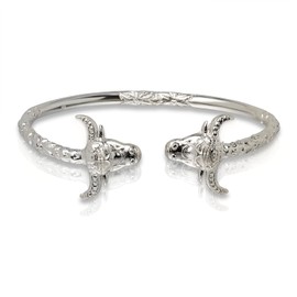 Better Jewelry Bull End .925 Sterling Silver West Indian Bangle