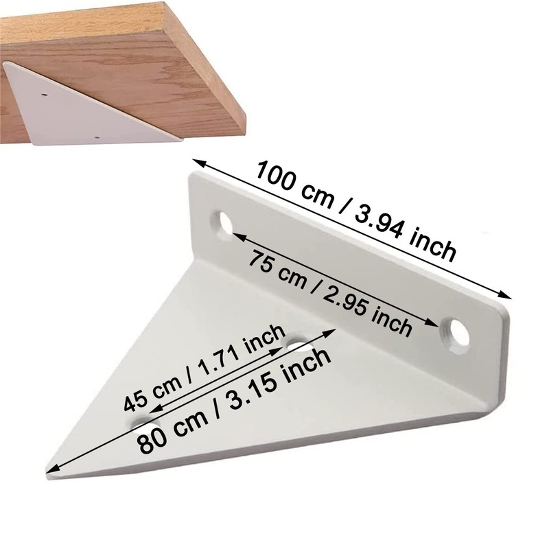 Pack of 4 Floating Shelf Brackets, Triangle Shelf Brackets, Metal