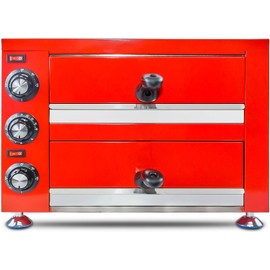 YOOKTEN Commercial Electric Pizza Oven, 12""Indoor Pizza Oven 2-Layers Countertop Stainless Steel Pizza Maker with 60 Minutes Timer for Restaurant Home, Red, Silver