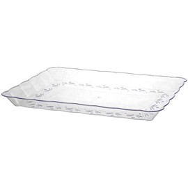 Bluesky Trading Elegant Clear Scalloped-Edged Plastic Tray - 9" x 13"(1 Pc.) - Reusable Oblong Serving Platter & Plastic Food Tray - Perfect Party Supplies for Weddings, Birthdays & Other Celebrations