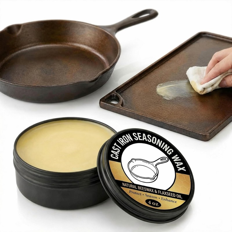 Cast Iron Seasoning Wax for Skillet and Griddle, Natural Conditioner