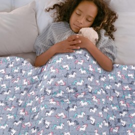 Aimon Kids Weighted Blanket, Small Weighted Blanket, Weighted Blankets for Kids, Kids Weighted Blanket 5 pounds, Breathable Blanket, Heavy Cotton Blanket, Grey Unicorn