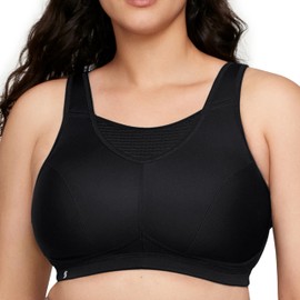 Glamorise Women's Elite Performance No-Bounce Cami Wirefree Sports Bra #1067, Black, 28F