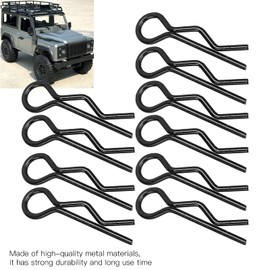 cardyven 10Pcs RC Body Clips Pins, 7MM RC Car Shell Clip R Shape Metal Body Clips Pins for 1/5 1/6 1/8 1/10 RC Car Parts Truck Bu ggy Shell Replacement RC Accessories (Black)