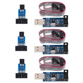 GERUI Pack of 3 Downloader Programmer 51 AVR ATMEGA8 Downloader 10 Pin USB Programmer to 6Pin Adapter Board for AVR Series Microcontrollers