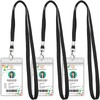 3 Pack Clear ID Badge Holder with Lanyard Black Lanyards
