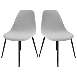 Velvet Chair Covers, Set of 2, Stretch Shell Chair Covers for Dining Room Chairs, Kitchen Chairs, Chair Cover, Universal, Removable, Washable, Non-Slip, Light Grey, 2 Pieces