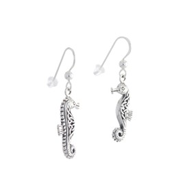 Jewelry Trends Sterling Silver Celtic Knot Seahorse Dangle Earrings