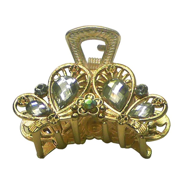 Small Metal Jaw Clip in Holiday Bling Bling Colors on Gold Color Plating U86420-1549crystal