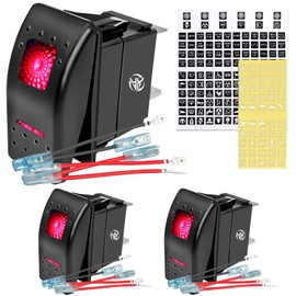 Rocker Switch Panel 3 Pack Toggle Switch Panel with Night Glow DIY Stickers On Off 5 Pin 12v/24v Waterproof Switch Panel for Cars Trucks Rvs Boats Auto Motorcycles Outdoor Night Glowblue Backlit