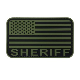uuKen Sheriff Flag Patch US American OD Green PVC 3x5 inches with Hook Fastener Backack for Vests Bags Backpacks Clothing (Green, L 5"x3")