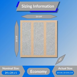 24x24x1 Glasfloss Fiberglass Air Filter, Double Strut, GDS Series, Made in USA, Actual Size: 23 5/8 x 23 5/8 x 3/4 (Box of 6)