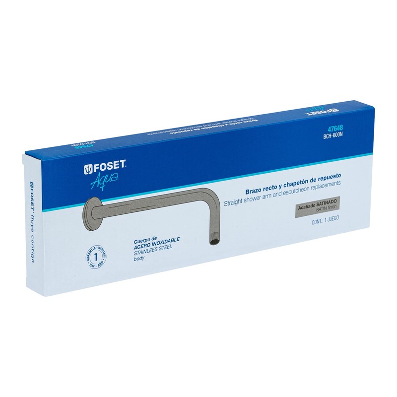 Foset Aqua BCH-600N Brazo recto con chapetón para regadera, 40