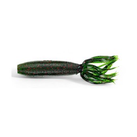 4 Inch Fat 92F10 Solid Tube Soft Plastic Bait 196 Pumpkin with Green and B Fishing Lures Bass Jigging Bait Jig Lure Weedless Soft Plastic Swimbait Accessories Freshwater