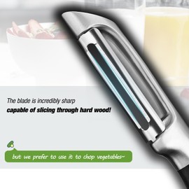 KULUNER [Upgraded] 304 Stainless Steel Multi-Function Kitchen Peeler - With Solid Wood Handle, Sharp & Durable Blade, Effortlessly Peels Vegetables and Fruits, Essential Kitchen Tool