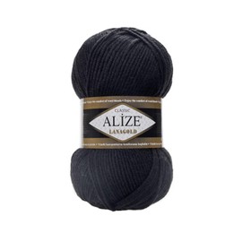 Alize LanaGold Hand Knitting Yarn for Crochet, Knitting and Crafts, Wool Blend, Warm, Soft, Natural, Coarse, Handwoven Knitwear, 4 Balls, 400g, 1048m, Colour 60 Black