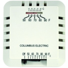 TPI Corporation RK120EAA Low Voltage Wall Mount Thermostat, Heating Only, 24 VAC or MV, 50-90 Degree Temp Range, No Mercury, Fahrenheit/Celsius Temp Scales, White, 3"” x 3-1/4"” x 1-1/6"