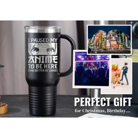 Onebttl Anime Gifts For Men, Women, Boys - 40oz Double Wall Vacuum Insulated Stainless Steel Tumblers Cups - Birthday Kawaii Gifts for Anime Lovers - Paused