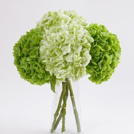 4 Pcs Hydrangea Artificial Flowers, Latex Real Touch Hydrangeas Lifelike Fake Hydrangea Flowers for Home Party Arrangements Wedding Bouquets Table Centerpieces Decor (2Dark Green&2Light Green)