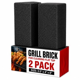 Commercial Grade, Heavy Duty Grill Cleaning Brick Bulk 2 Pack. Pumice Stone Cleaner Tool Cleans and Sanitizes Restaurant Flat Top Grills or Griddles Effectively Without Harsh Chemicals or Abrasives