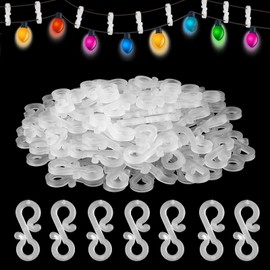 100PCS Gutter Hooks for Outdoor Lights Gutter Clips for Outdoor Lights Mini Gutter Hooks,Black Christmas Light Gutter Clips, Mini S Clips Hangers - for Xmas Party Outside String Lights(White)