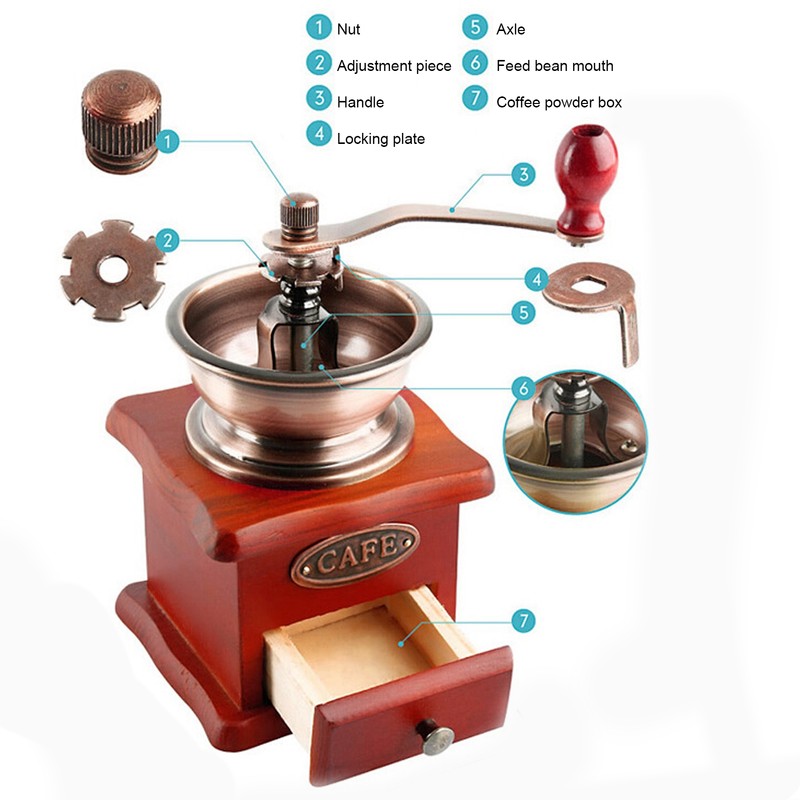 Mini Vintage Hand Cranked Coffee Bean Mill Manual Coffee Grinder