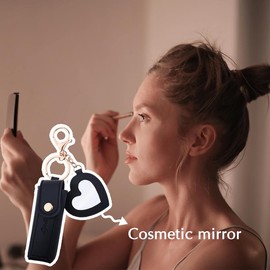 yaozeio Portable Lip Balm Holder Keychain Charm Lipstick Holder with Mirror Chapstick Holder Key Chain for Bag Purse Charm Black Pu Leather Keychain Lip Gloss Holder Keychain for Women Girls