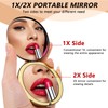 HAPUTDY Portable Compact Metal Folding Makeup Mirrors, Beautiful and Elegant,1X/2X