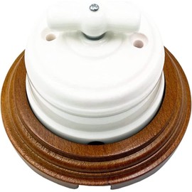 Switch Encoder Home Improvement European Ceramic Rotary Switch Smooth Insulating Wall Light Knob Switch Black White Brown 10A 250V (Color : White with Brownbase)