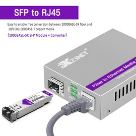 A Pair of 1.25G/s Gigabit Multi-Mode Dual LC Fiber to Ethernet RJ45 Media Converter for 10/100/1000Base-Tx to 1000Base-SX (with 2PCS SFP to LC Module), 850nm, MMF, up to 550-m