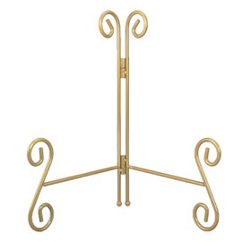 HOPEME Display Stands for Plate, 6Inch Glod Metal Easel Plate Holder Easel Display Stand for Picture, Photo, Card, Dish, Platter, Table Art and Round Objects(1 PACK)