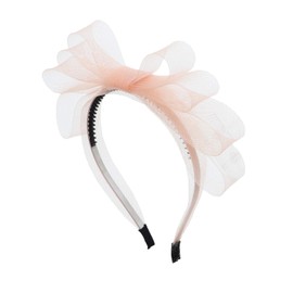 Headband with Tulle Stand Up Bow Headband For Girls Fancy Hairband - - Light Orange