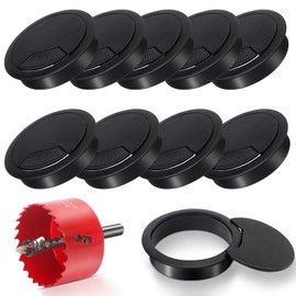 Selutiya 10Pcs Desk Grommet with Hole Saw,60mm Desk Cable Hole Desk Cable Grommet Covers Organize Office and Home Table Cable,Desk Hole Cover,Desk Grommet 60mm(Black)