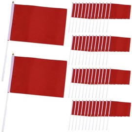 Red Flags, 50Pcs 5.5x8.3in Mini Flags Handheld Polyester Small Flag on Sticks Vibrant Fade Resistant Decorative Flag for Party Parade Sport Events.-