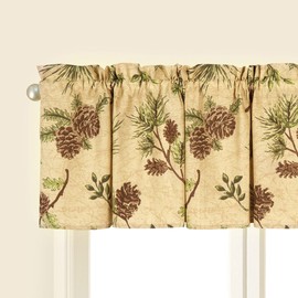 C&F Home Woodland Retreat Curtain Valance Window Treatment Curtains Pinecone Decor Decoration Cabin Rustic Lodge Brown Green Cotton for Living Room Kitchen Valance Set of 2 Tan