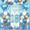 18th Birthday Decorations Blue White Gold,18th Birthday Balloons with Happy