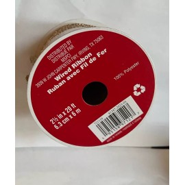 Celebrate It 2 1/2” x 20 Ft Wired Edge Gold Ribbon For Christmas, Wedding With Glitter