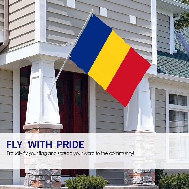 SHATCHI Romania National 5ft x 3ft Romanian Bunting Football Decorations