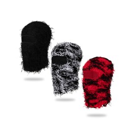 MGBPEI 3 Pack Distressed Balaclava Ski Mask for Men/Women Knitted Full Face Ski Mask Windproof Neck Warmer