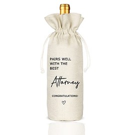 Socive Attorney Wine Bag, Achievement Thank You Gift for Attorney, Gift for Lawyer, Pairs Well with the best Attorney - Reusable Drawstring Wine Bag