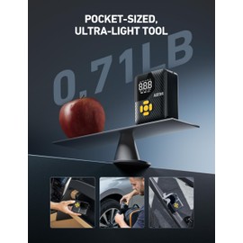 AstroAI L7 Mini Tire Inflator Portable Air Compressor,150 PSI Cordless Car Tires Air Pump with LED Lights&Pressure Gauge,Auto Shut-Off - Tire Pump for Auto,Motorcycle, Bicycle, Ball Yellow