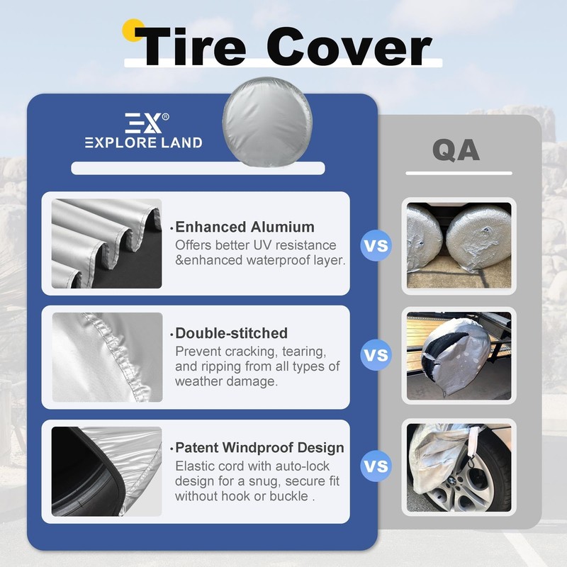 Explore Land Explore Land Weatherproof Tire Covers 4 Pack Alumium