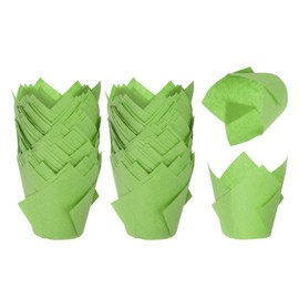sourcing map 200 Pcs Tulip Baking Cups Cupcake Muffins Liners Paper Greaseproof Wrappers for Wedding Birthday Party Festivals Christmas, Green