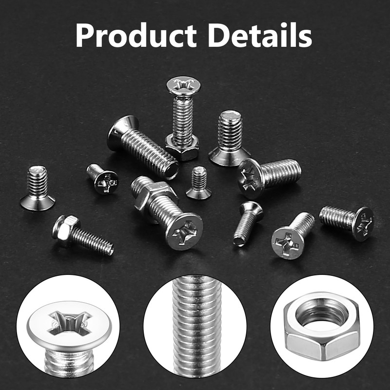 580 Pcs M3 M4 M5 Screws Set, Countersunk Bolts and
