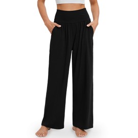 Gracyoga Wide Leg Yoga Pants for Women Casual Loose Cozy Sweatpants High Waisted Lounge Pajama Flowy Pants With Pockets