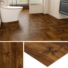 Livelynine Dark Brown Peel and Stick Floor Tile Wood Vinyl Flooring 12x12 4-Sheets Kitchen Floor Tiles Peel and Stick Waterproof Removable Laminate Flooring Stick on Vinyl Sheet Flooring Stickers