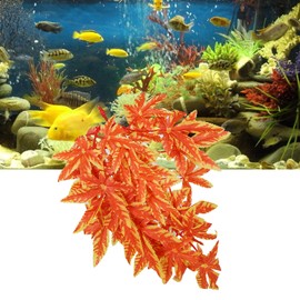 evhooe Artificial Reptile Plants, Artificial Plastic Plant, Lifelike Plastic Plant, Hanging Leaves, Decoration with Suction Cup for Reptiles, Terrarium, Aquarium (T-007 Orange)