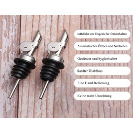 Pafusen 4 Olive Oil Pourers, Flap Spout and Keeps Your Olive Oil Fresh, Pourer - Prevents Leaks and Waste (Stainless Steel, Rose Gold)